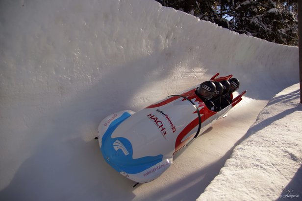 Ride on the Olympia bob run in St. Moritz. 